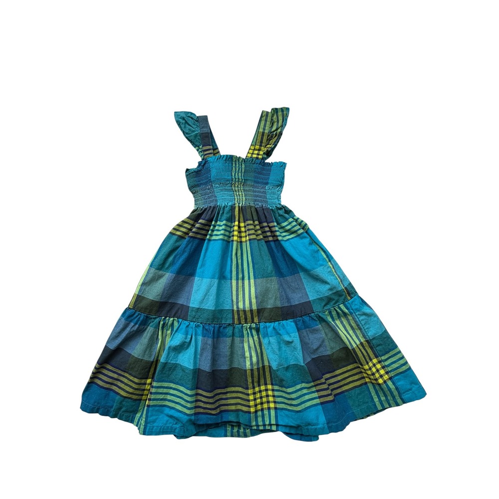 Tea Collection Kids Blue Plaid Smocked Tiered Sundress Size 2